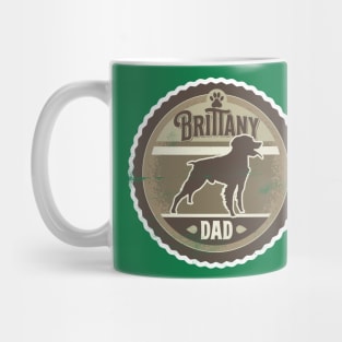 Brittany Dad - Distressed Brittany Spaniel Silhouette Design Mug